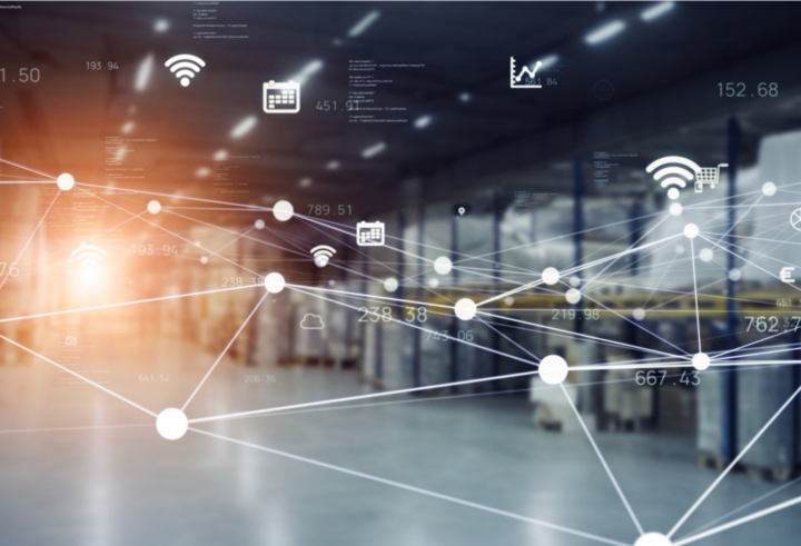 Automated logistics network with real-time data in warehouse environment
